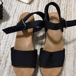 TOMS Black Adjustable Ankle-Strap Women's Sandals